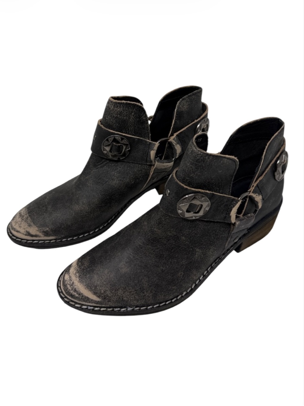 Women’s CLBlack Distressed Leather Ankle Boots
